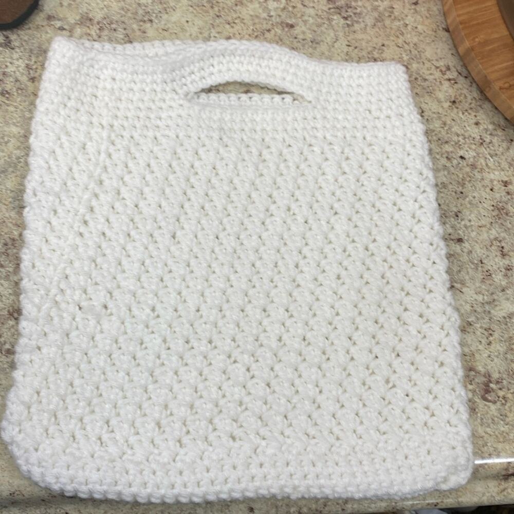 Handmade crochet white tote bag